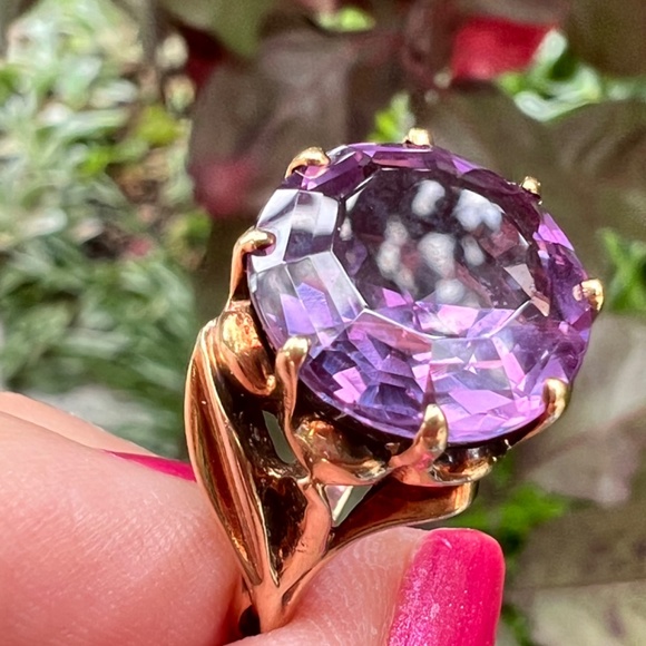 VINTAGE KIMBERLY 10K GOLD SYNTHETIC ALEXANDRITE COLOR CHANG PURPLE SAPPHIRE RING - Picture 8 of 16